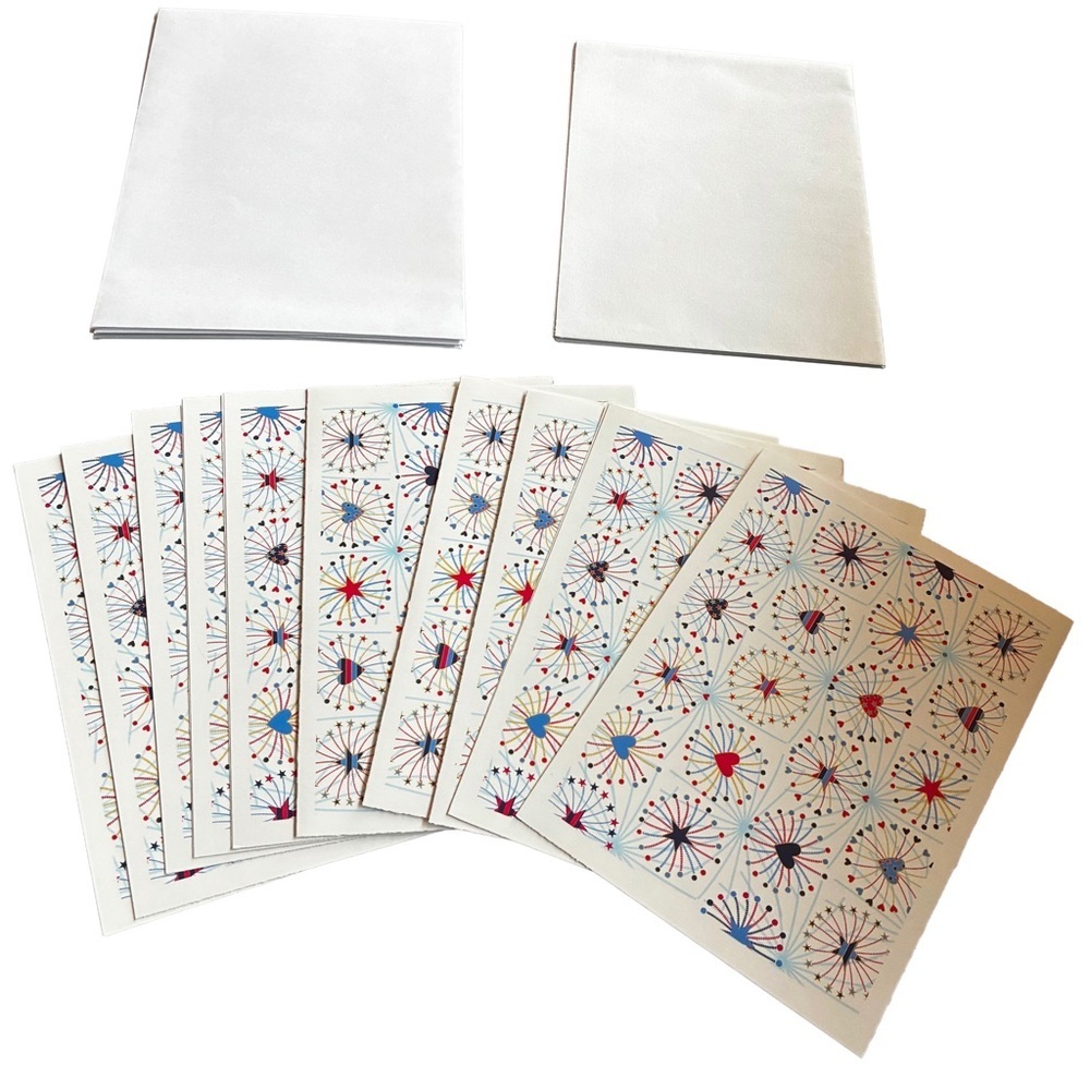 Lot 10 DAV Patriotic Starburst Blank Note Cards Hearts & Stars